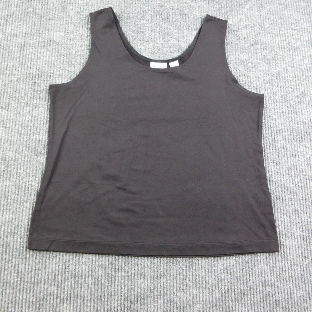 Chico's Tank Womens 2 Black Scoop Neck Stretch Nylon Spandex Jersey Sleeveless